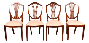 Mahogany Chairs with Inlays, 19th Century, Set of 4