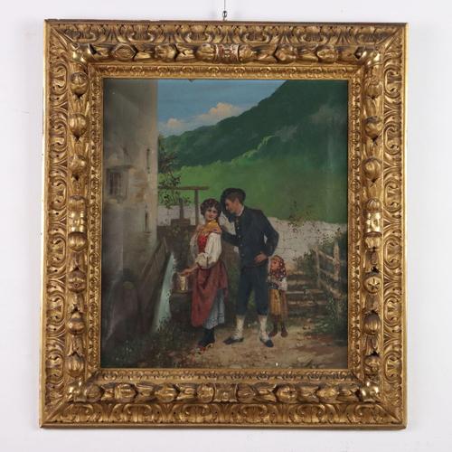 A. Brusomini Maccari, Figurative Scene, 1800s, Oil Painting For Sale - Image 12 of 12