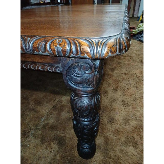 Antique 19th Century Two-Leaf Carved Oak Extending Dining Table, 1850 For Sale - Image 11 of 14