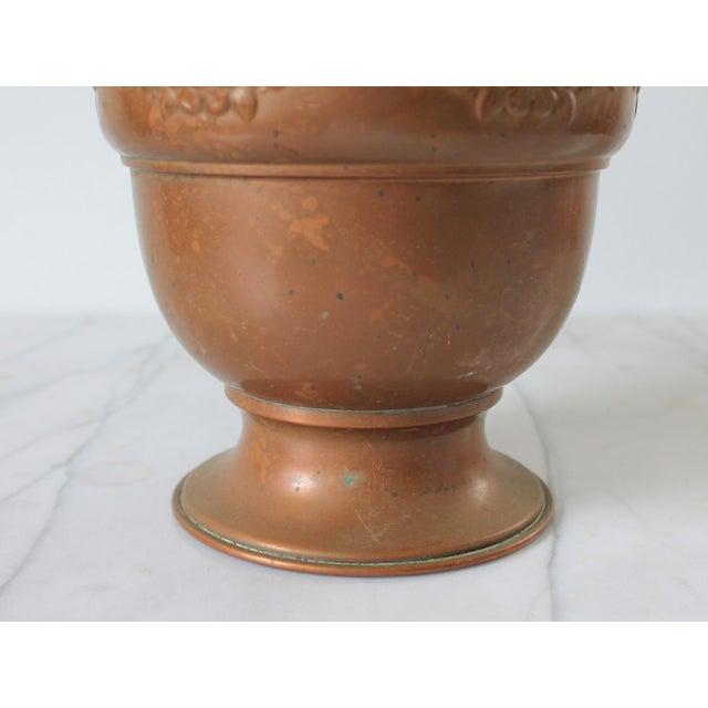 Vintage Copper Footed Pedestal Flower Urn Planter Pot For Sale In Milwaukee - Image 6 of 8