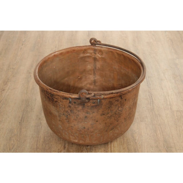 19th Century Antique Hammered Copper Pot with Iron Handle For Sale - Image 5 of 12