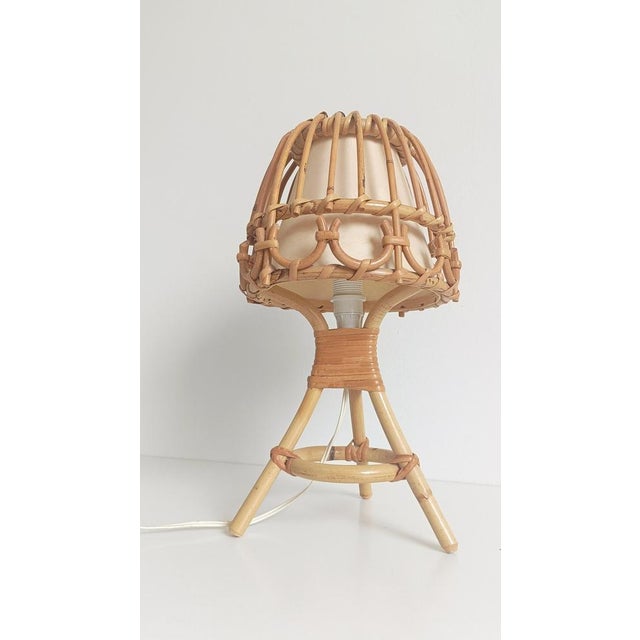 Midcentury Modern Bamboo and Rattan Table Lamp by Louis Sognot, 1960s For Sale - Image 6 of 18