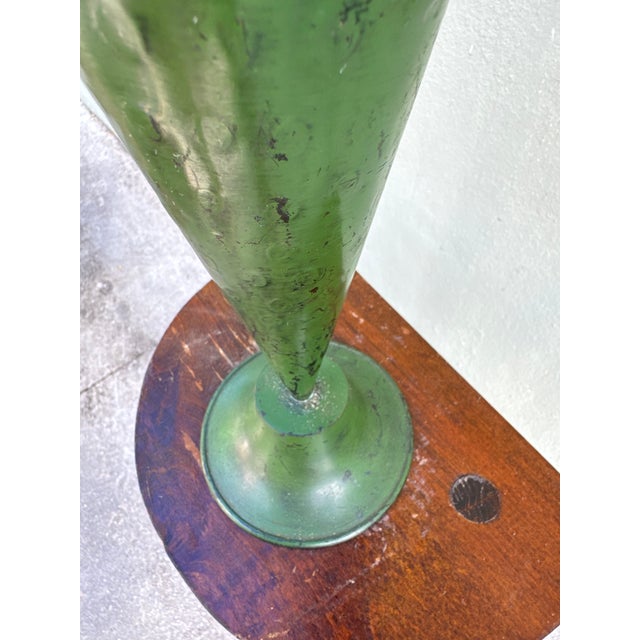 Mid-Century Modern Mid-Century Modern Green Enameled Metal Cone Vase For Sale - Image 3 of 6