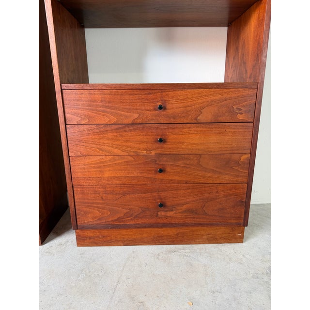 Wood 1960s Mid-Century Modern Jack Cartwright for Founders Furniture Walnut & Cane Storage Cabinets – A Pair For Sale - Image 7 of 16