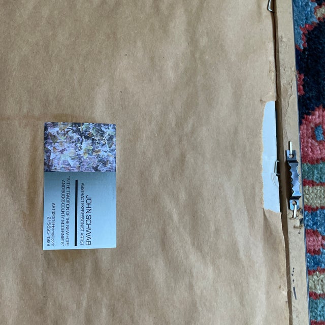 2020s Listed John Schwab Original Oil Stick Abstract Kandinsky Rothko Style Painting Cubism MCM For Sale - Image 5 of 5