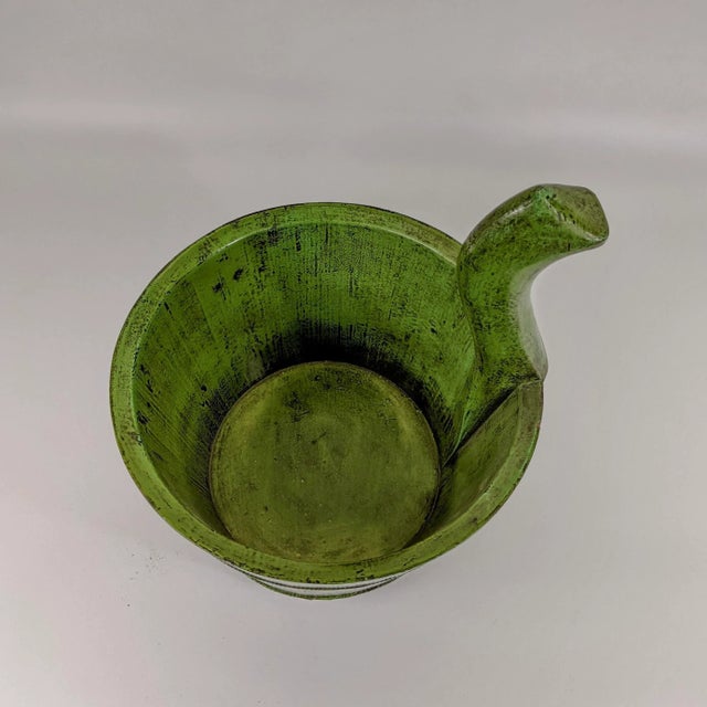 20th Century Hand Painted Wooden Bucket With Handle For Sale In San Francisco - Image 6 of 7