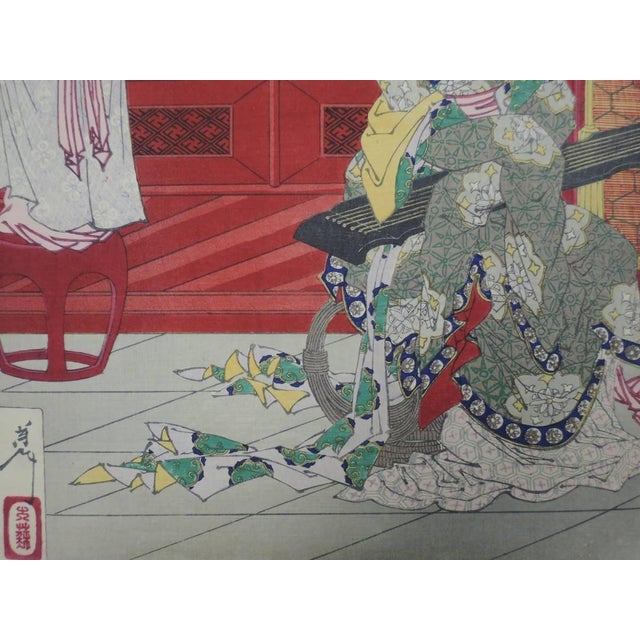 Late 19th Century Antique Tsukioka Yoshitoshi One Hundred Aspects of the Moon Wang Changling Meiji Woodblock For Sale - Image 5 of 9