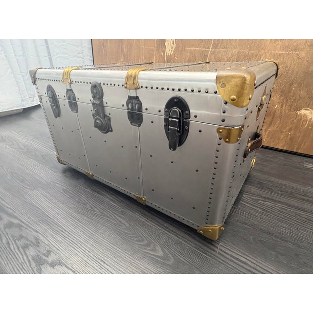 Rh Restoration Hardware Vintage Porter's Trunk For Sale - Image 16 of 18