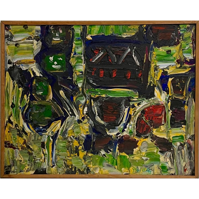 Jay Milder, Vibrant Abstract Rhino Horn Jay Milder Figurative Expressionist Art Oil Painting For Sale - Image 4 of 14
