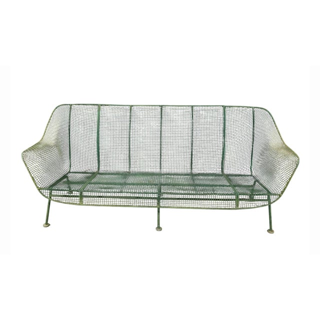 A lovely set of three pieces of Woodard Sculptura furniture painted a great color of green. The green has faded, chipped...