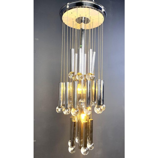 Glass Vintage Chandelier from Gaetano Sciolari, 1970s For Sale - Image 7 of 13