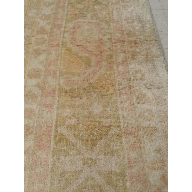 Antique Turkish Angora Oushak Carpet, Handmade Oriental Rug Shrimp, Pink, Ivory For Sale - Image 14 of 18