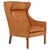 Wood Danish Wingback Chair in Teak and Red Leather attributed to Børge Mogensen for Fredericia For Sale - Image 7 of 7