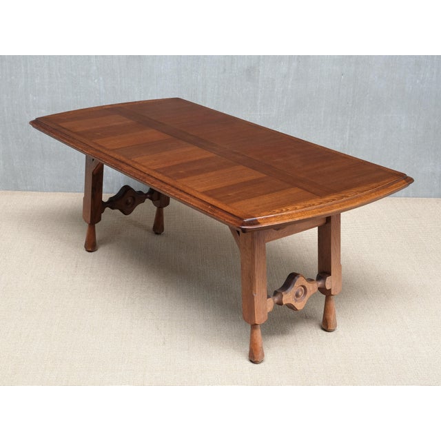 Oak Parquetry Dining Table by Guillerme et Chambron for Votre Maison, France, 1960s For Sale - Image 15 of 15