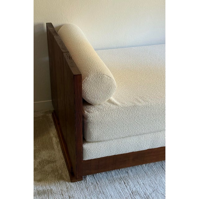 A Hand-Crafted Wood and Bouclé Daybed, 21st Century For Sale - Image 4 of 12