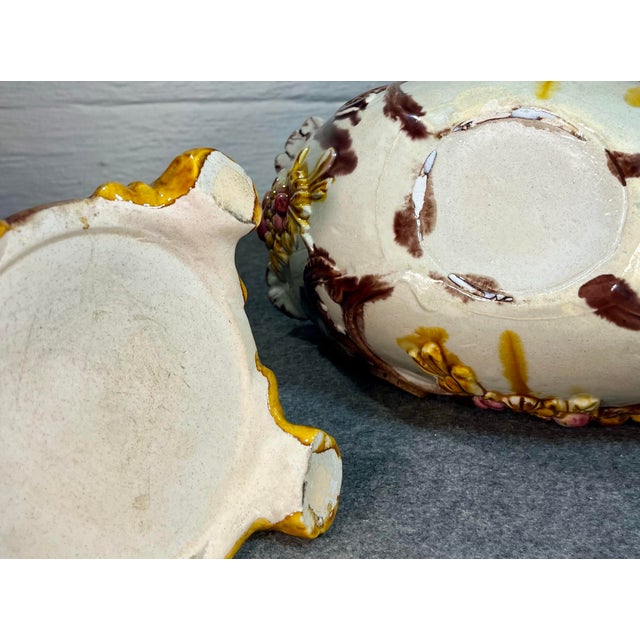 Antique Majolica Detailed Porcelain/Pottery Centerpiece Bowl For Sale - Image 12 of 12