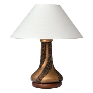 Bronze Table Lamp with Beaded Texture by Giovanni Ottaviani, Italy, 1960s For Sale