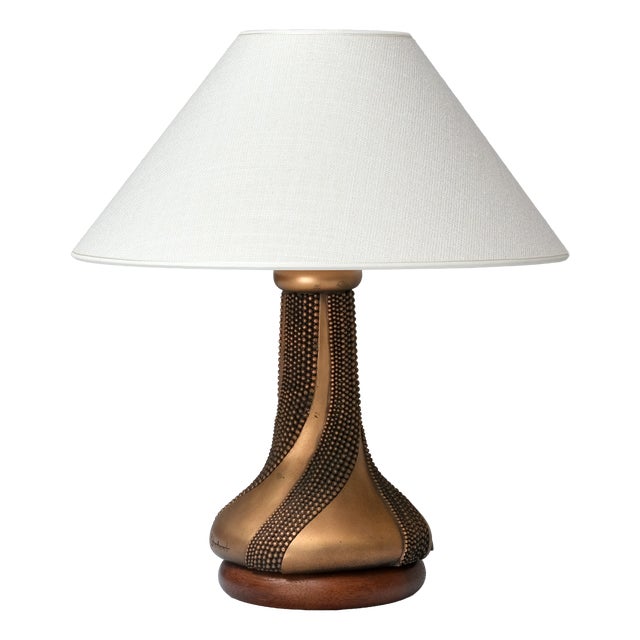 Bronze Table Lamp with Beaded Texture by Giovanni Ottaviani, Italy, 1960s For Sale