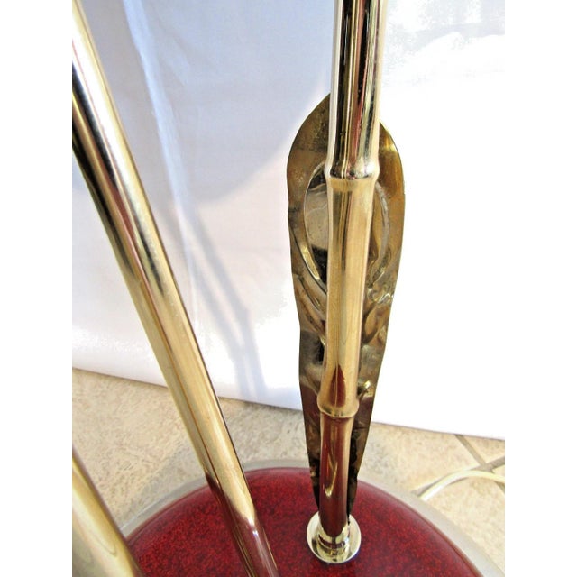 Red Rare Antonio Pavia Brass and Red Lacquered Wood Stork Floor Lamp Circa 1980s For Sale - Image 8 of 17