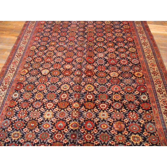 Traditional Superb Lineal Jewel Toned Allover-Floral Pattern With Blue Background and Ivory and Red Borders For Sale - Image 3 of 7