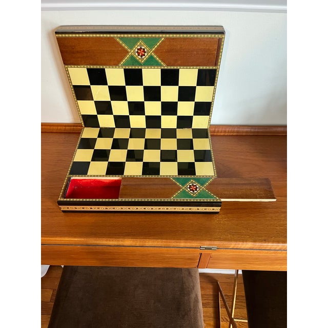 Italian Sorrento Marquetry Folding Chess Game Box With Hidden Drawers For Sale - Image 9 of 10