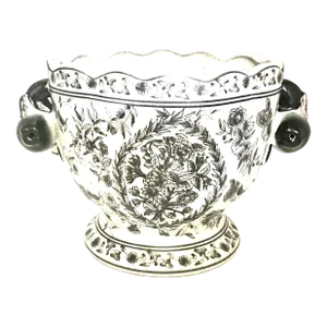 Vintage Jardinière, Planter, Chinoiserie, Black and White, 1980's