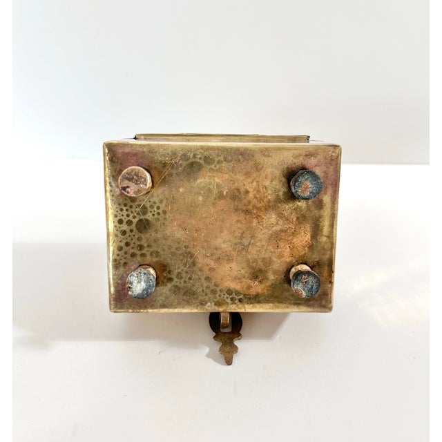 Vintage Brass Locking Box With Handle – Small Jewelry Casket, Desk Valet or Decorative Trinket Box For Sale - Image 9 of 9