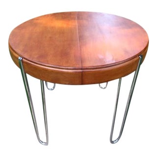 1930s Wood and Chrome Compact Dining Table For Sale