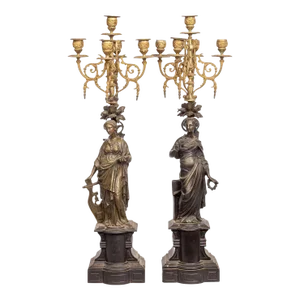 A Pair of Napoleon III Bronze Figural Candelabra, Circa 1865