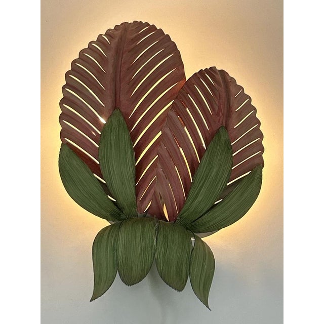 Mid-Century Double Leaf Floral Sconce by Holländer Leuchten, Germany, 1970s For Sale - Image 4 of 18