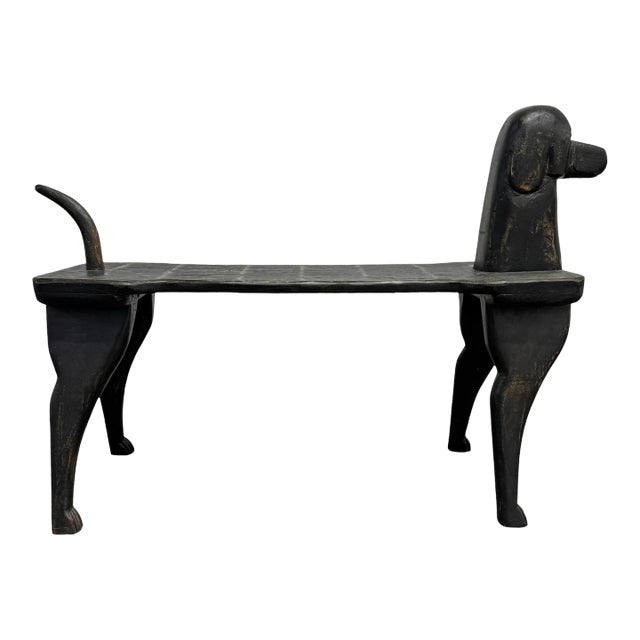 Hand Carved Dog Bench by Stephen Huneck For Sale