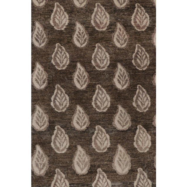 Rug & Kilim's Block Print Runner Rug, Rich Brown With Light Floral Patterns For Sale In New York - Image 6 of 10