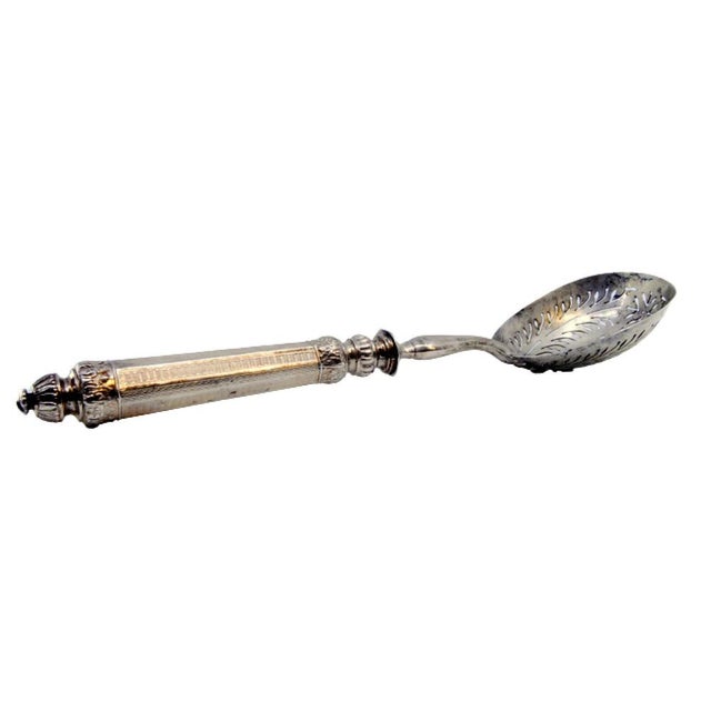 Silver Dusting Spoon with Engraved Wavy Handle For Sale - Image 9 of 9