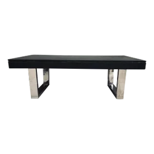 Coffee Table Blackened Wood Chrome Legs