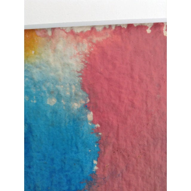 Blue Vintage Original Watercolor Splotches Abstract Painting Famed Art Artist Signed For Sale - Image 8 of 10