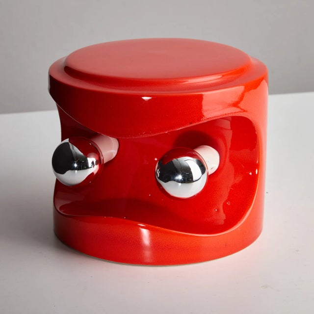 Orange Ceramic Table Lamp from Perdomello 70, 1970s For Sale - Image 4 of 11