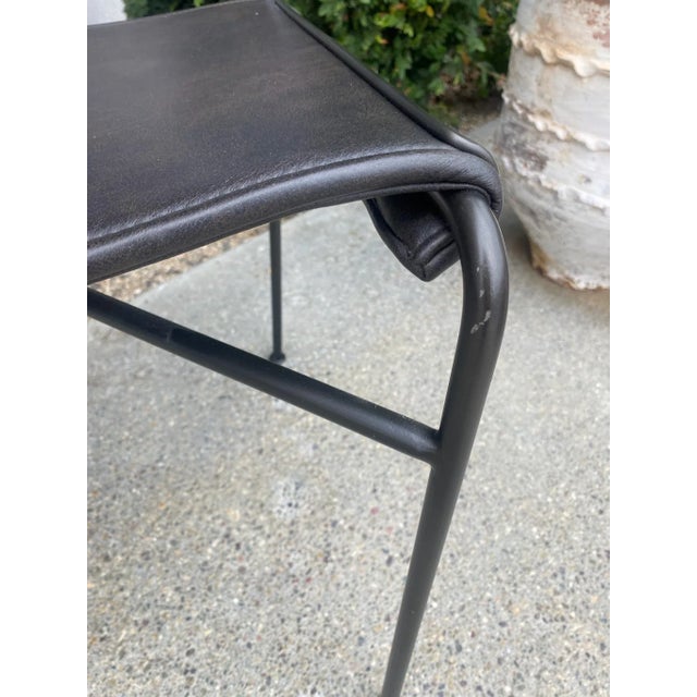 Contemporary Metal Frame Leather Chair For Sale - Image 3 of 9