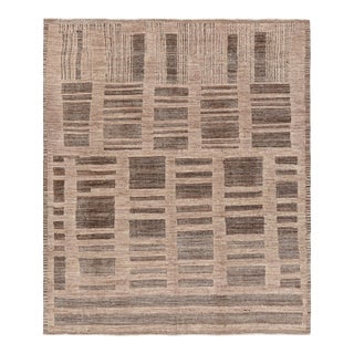 Rug & Kilim’s Moroccan Style Rug in Beige-Brown with Geometric Patterns - 14x20 For Sale
