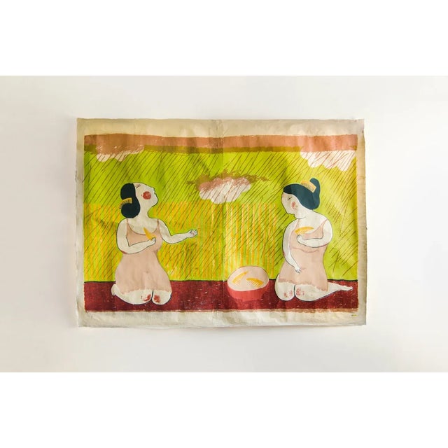 Vintage Original Mayumi Oda Signed Hand-Pulled Silkscreen, Rain on the Bamboo Grove For Sale - Image 11 of 11