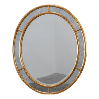 Mid-Century Gilt Oval Mirror from Deknudt, Belgium, 1980s For Sale