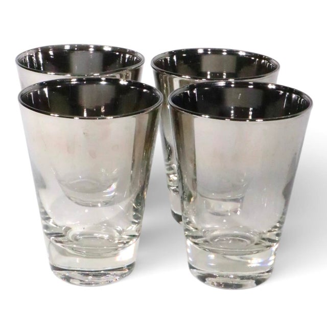 Mid-Century Modern Mid 20th Century Set of Four Hollywood Regency Silver Fade Drinking Glasses For Sale - Image 3 of 7
