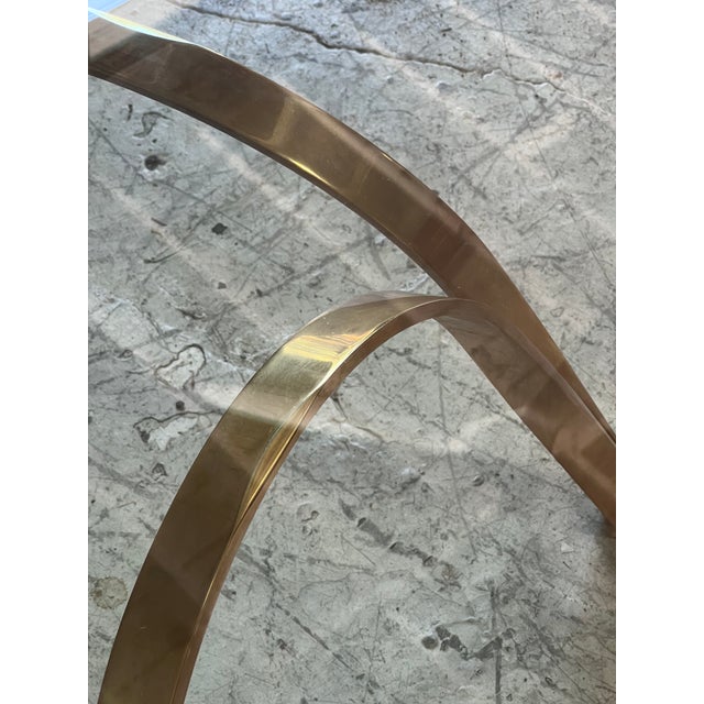 Dunbar Furniture Vintage Brass and Octagonal Glass Coffee Table by Roger Sprunger for Dunbar For Sale - Image 4 of 9