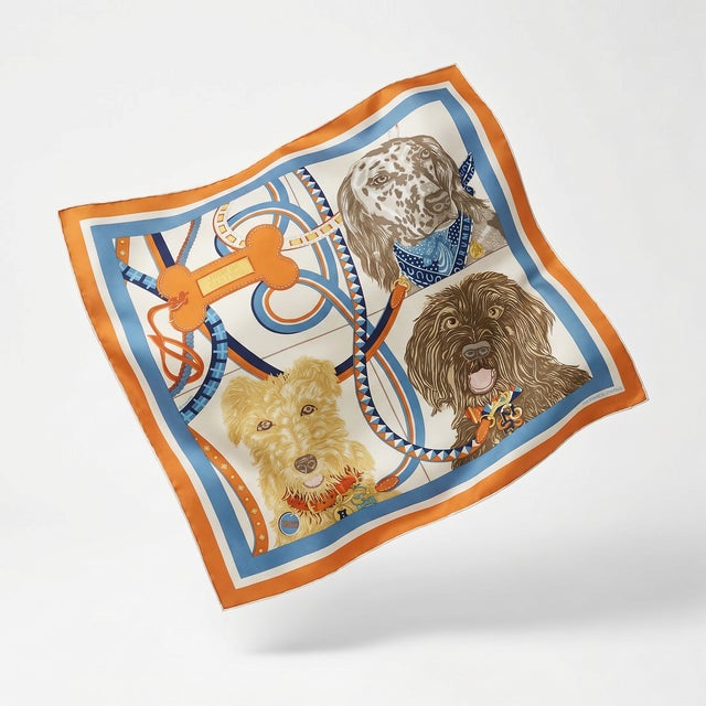 French Hermes Jour De Casting Detail Framed Vintage Silk Scarf 24" For Sale - Image 3 of 3