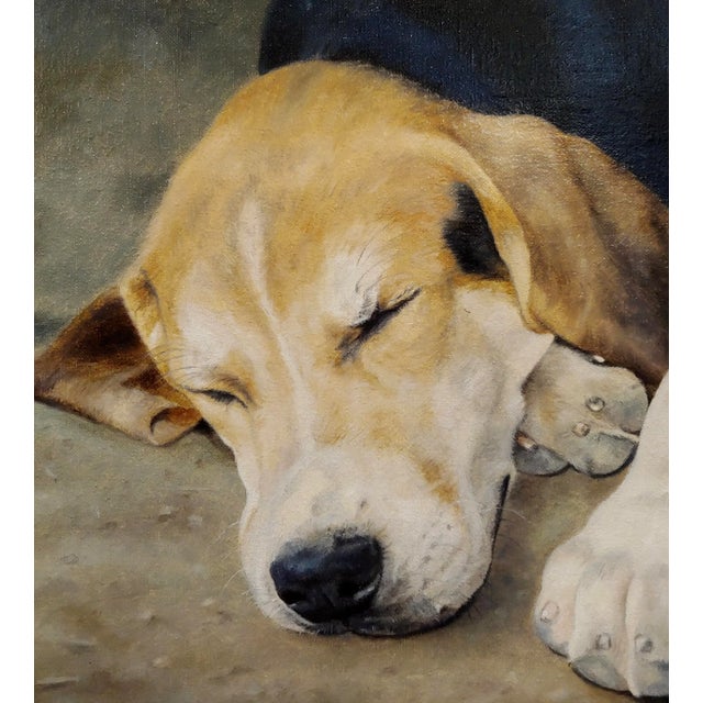 Anita Baarns - Cute Fox Hound Puppy Dog Sleeping -Oil Painting For Sale - Image 4 of 8