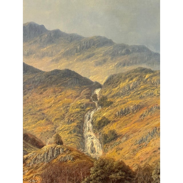 Sheep by Mountain Waterfall in Lake District England an Original Oil on Canvas 1990 Circa For Sale - Image 15 of 16