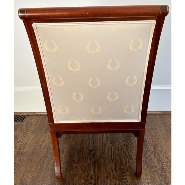 Kindel Neoclassical Empire Regency Mahogany Scroll Lounge Armchair For Sale In Atlanta - Image 6 of 6