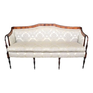 Federal Style Mahogany Inlaid Settee With Shield Back 68" For Sale