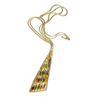 MCM Jewelry by Alice Caviness Modernist Statement Necklace Autumnal Palette of Topaz, Olivine, and Amber. For Sale