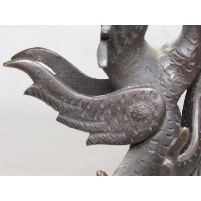 Pair of Antique Thai Bronze Kinnaris Figurines For Sale - Image 11 of 18