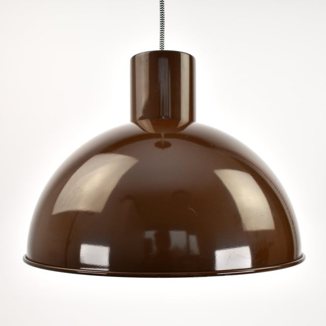 Mid 20th Century Midi Bunker Fog & Mørup Pendant Light by Jo Hammerborg in Chocolate Brown For Sale - Image 15 of 17
